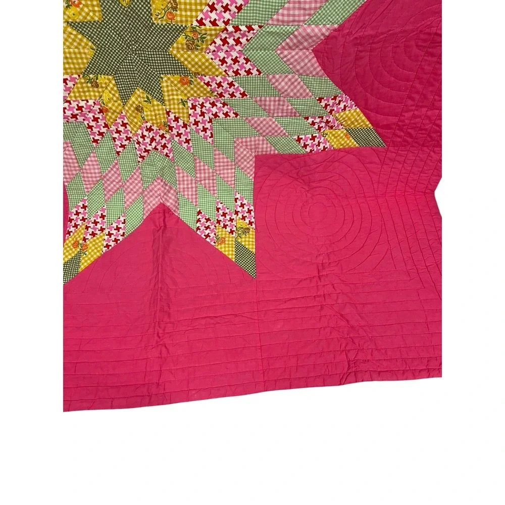 Handmade Vintage Hand Stitched‎ Star Quilt Full Queen Topper 80x86